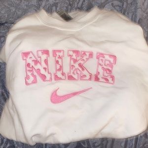 Embroidered pink cow pint Nike sweatshirt